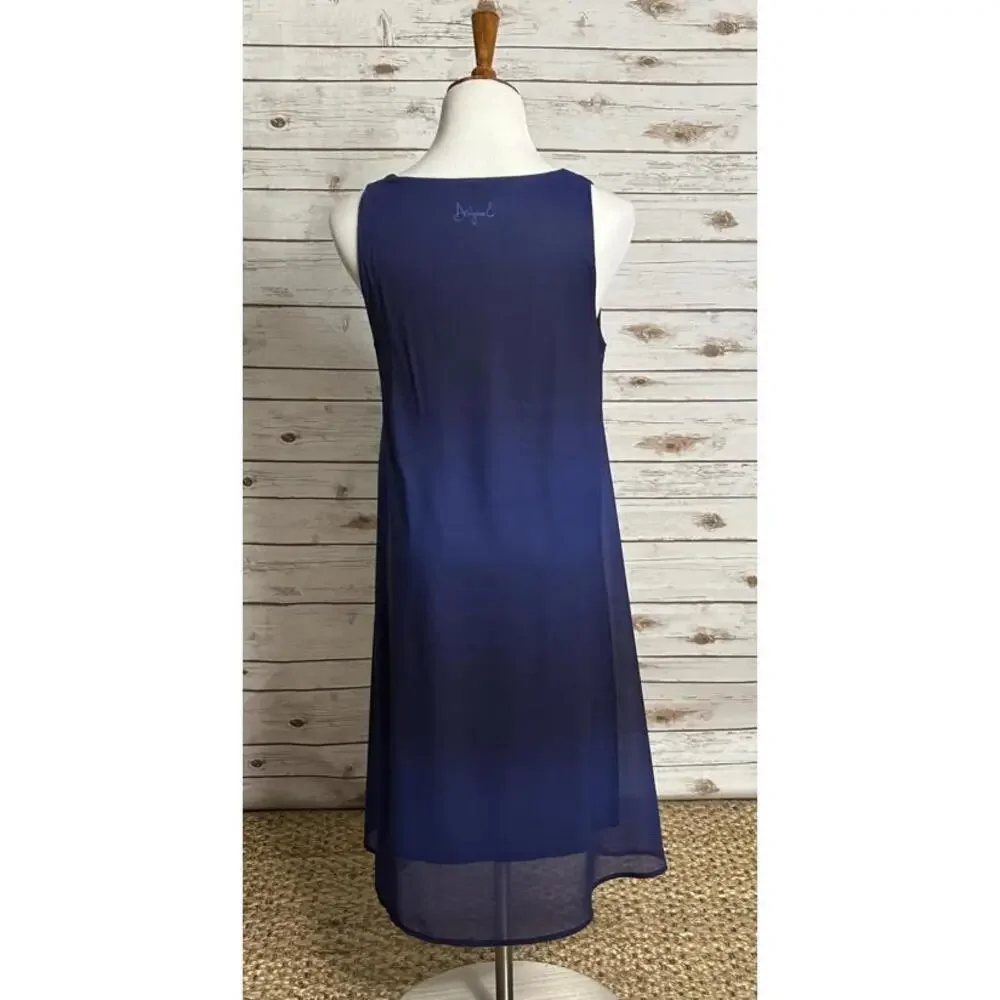 Desigual purple sleeveless chiffon floral lagenlook midi shift dress Size Medium